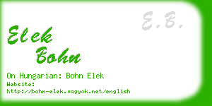elek bohn business card